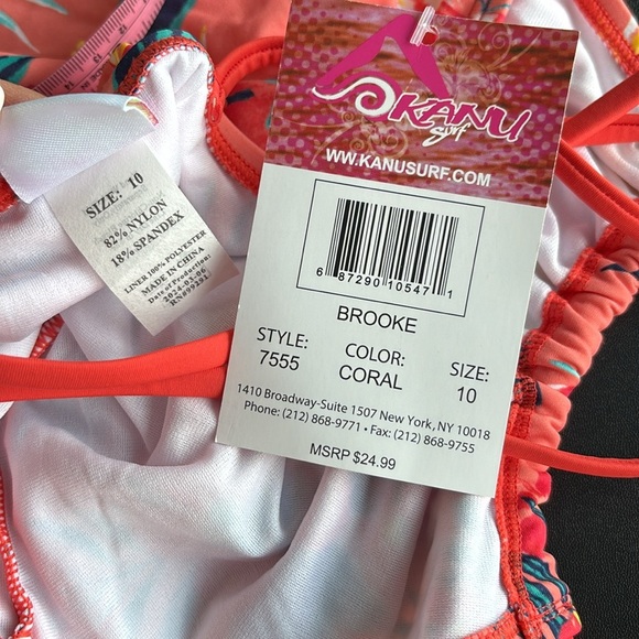 Kanu Surf UPF 50+ Brooke Halter criss cross strappy back,tropical floral swim - Picture 5 of 5